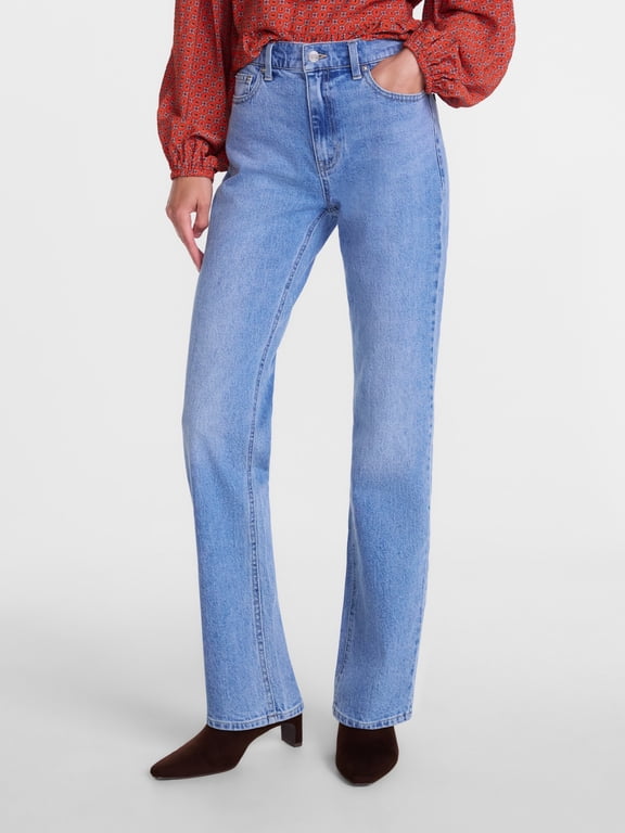 Women's High Rise Straight Leg Jeans, 30" Regular, 28" Short Inseam, Sizes 0-20, 10S-16S