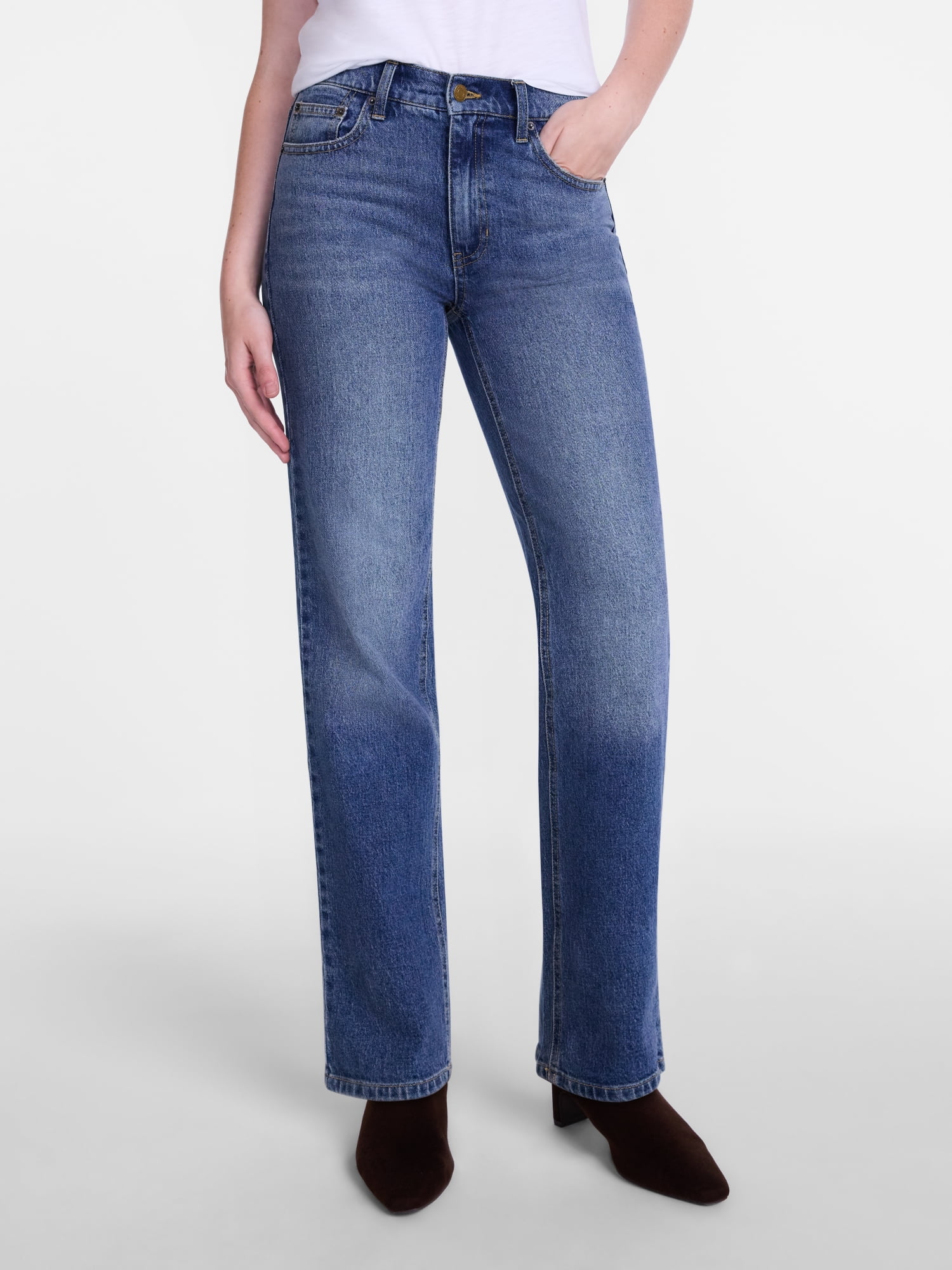 Scenario Women's High Rise Straight Leg Jeans, 30" Regular, 28" Short Inseam, Sizes 0-20, 10S-16S