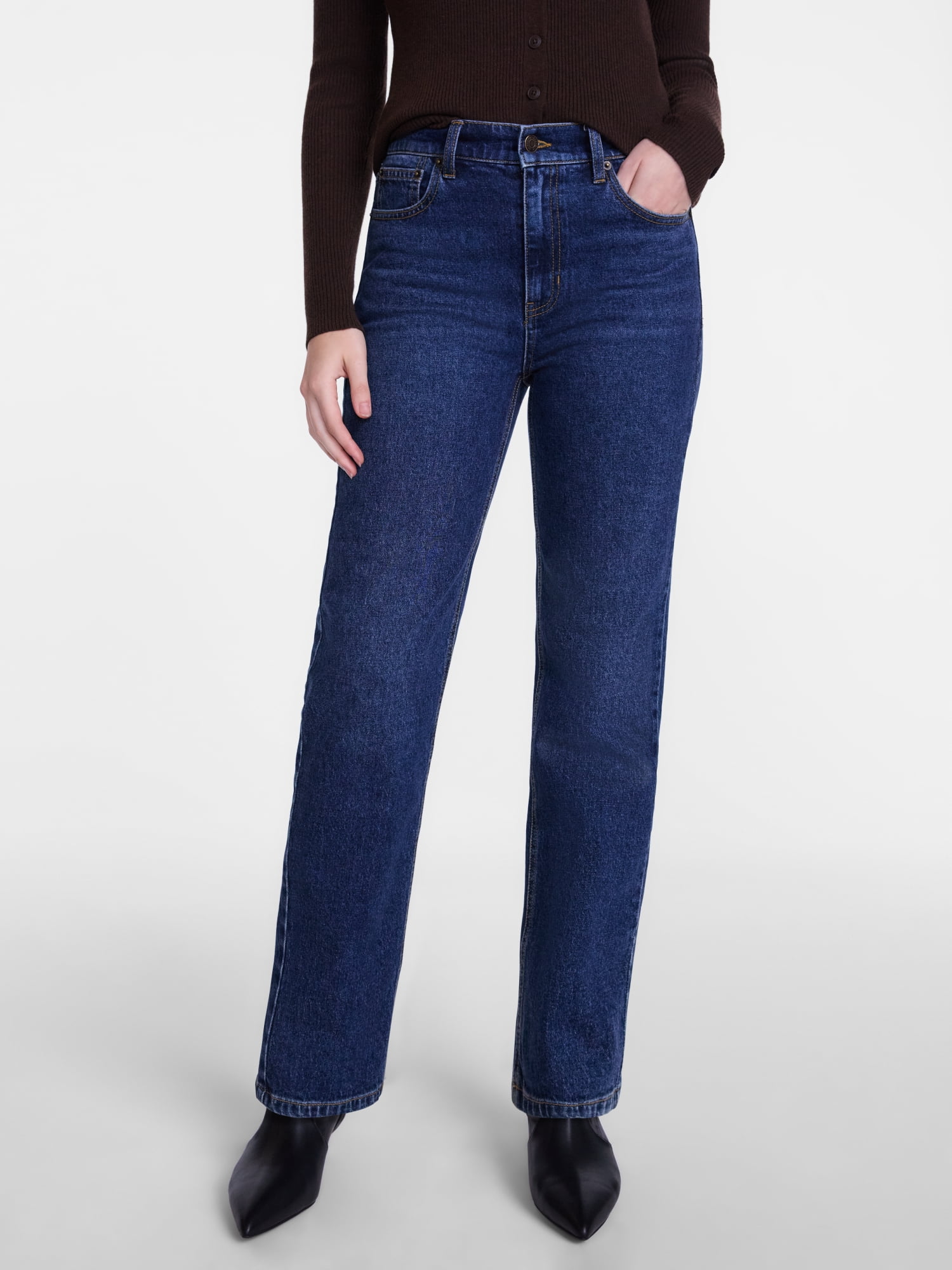 Scenario Women's High Rise Straight Leg Jeans, 30" Regular, 28" Short Inseam, Sizes 0-20, 10S-16S