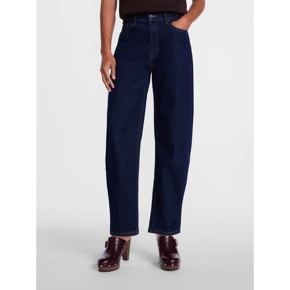 Scenario Women's and Women's Plus High Rise Tapered Barrel Crease Jeans, 27" Inseam, Sizes 0-28W