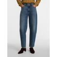 thumbnail image 1 of Scenario Women's and Women's Plus High Rise Tapered Barrel Crease Jeans, 29" Inseam, Sizes 0-28W, 1 of 6