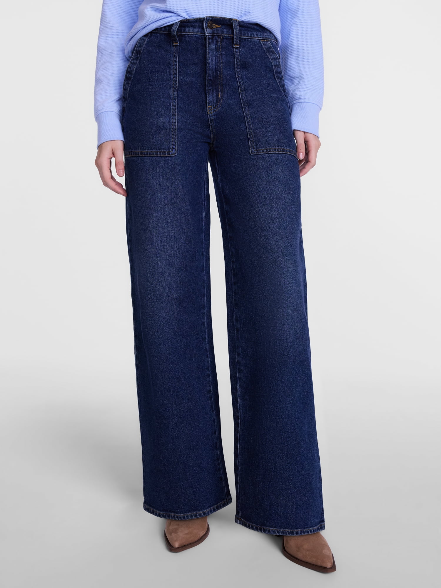 Scenario Women's High Rise Utility Jeans, 31" Regular and 29" Short Inseam, Sizes 0-20
