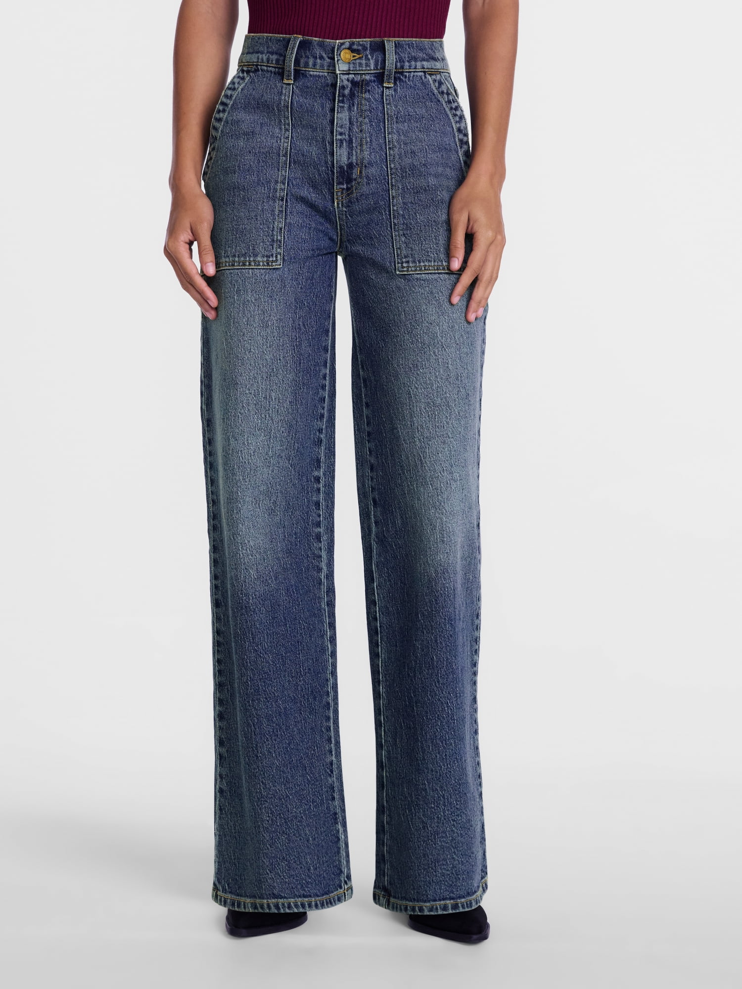 Scenario Women's High Rise Utility Jeans, 31" Regular and 29" Short Inseam, Sizes 0-20