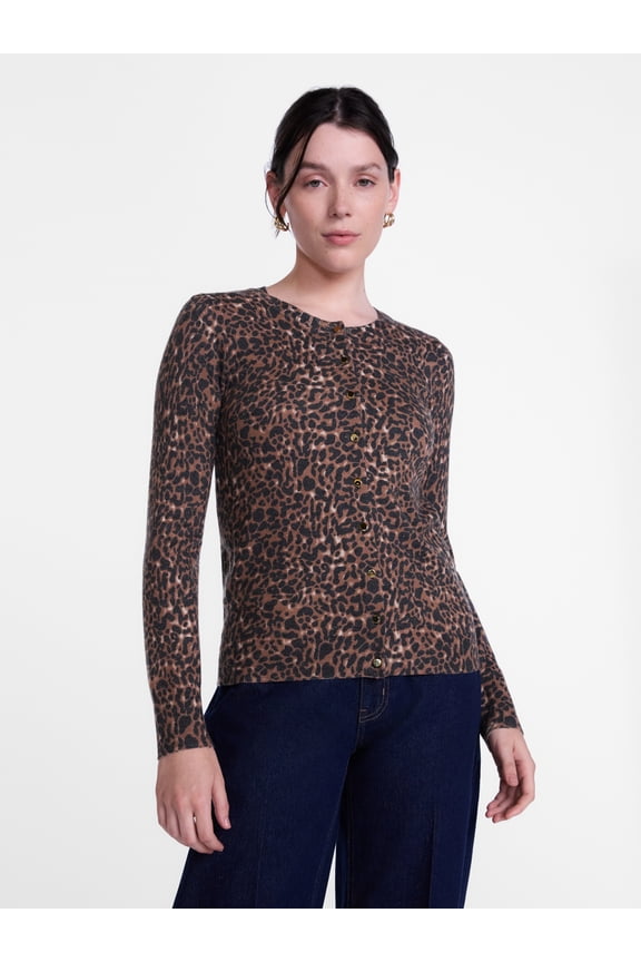 Women's Button Front Printed Cardigan Sweater, Lightweight, Sizes XS-XXXL