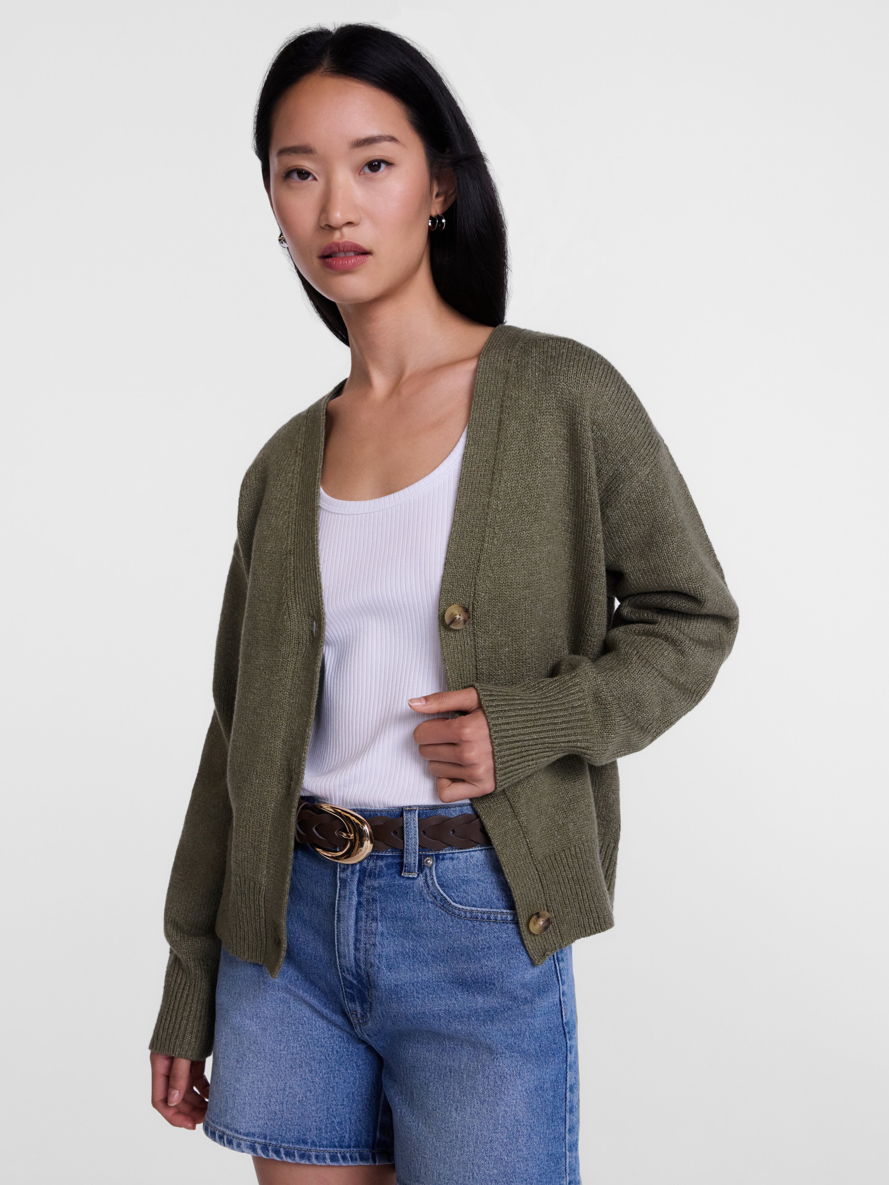 Scenario Women's Button Front Lightweight Cardigan, Sizes XS-XXXL