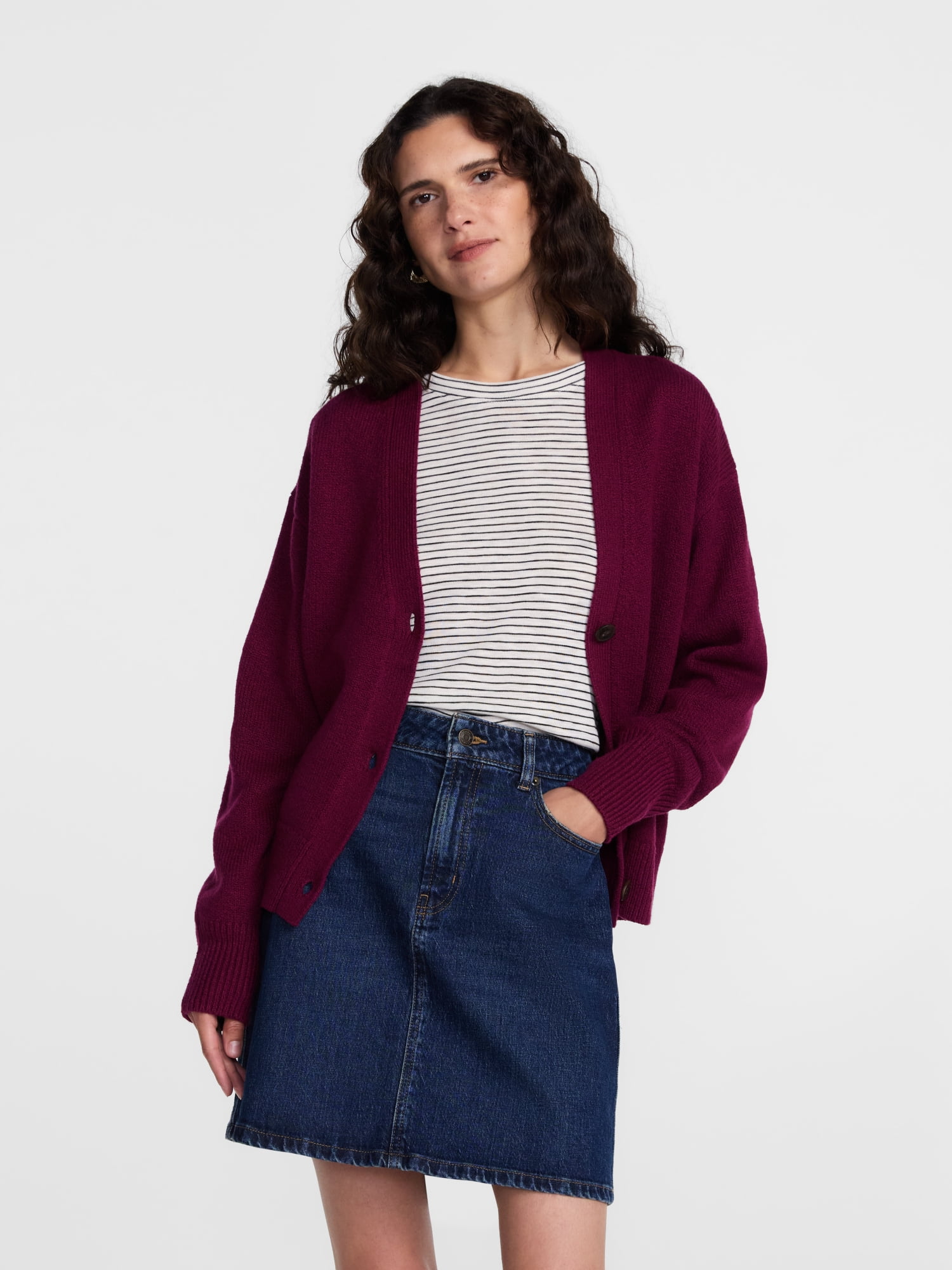 Scenario Women's Button Front Lightweight Cardigan, Sizes XS-XXXL