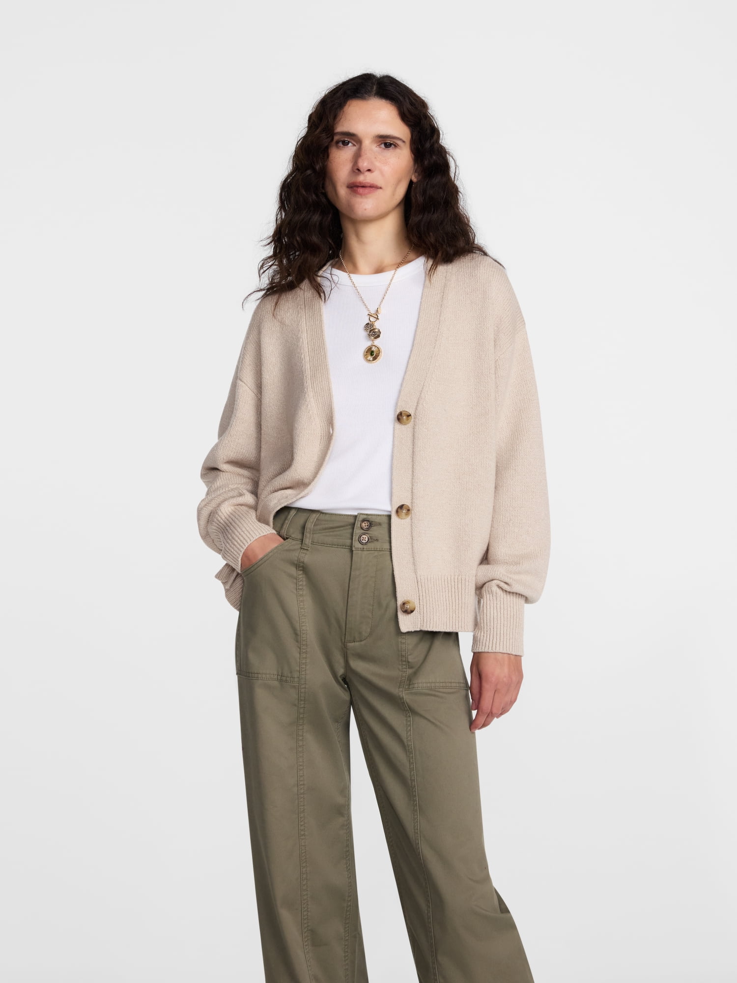 Scenario Women's Button Front Lightweight Cardigan, Sizes XS-XXXL