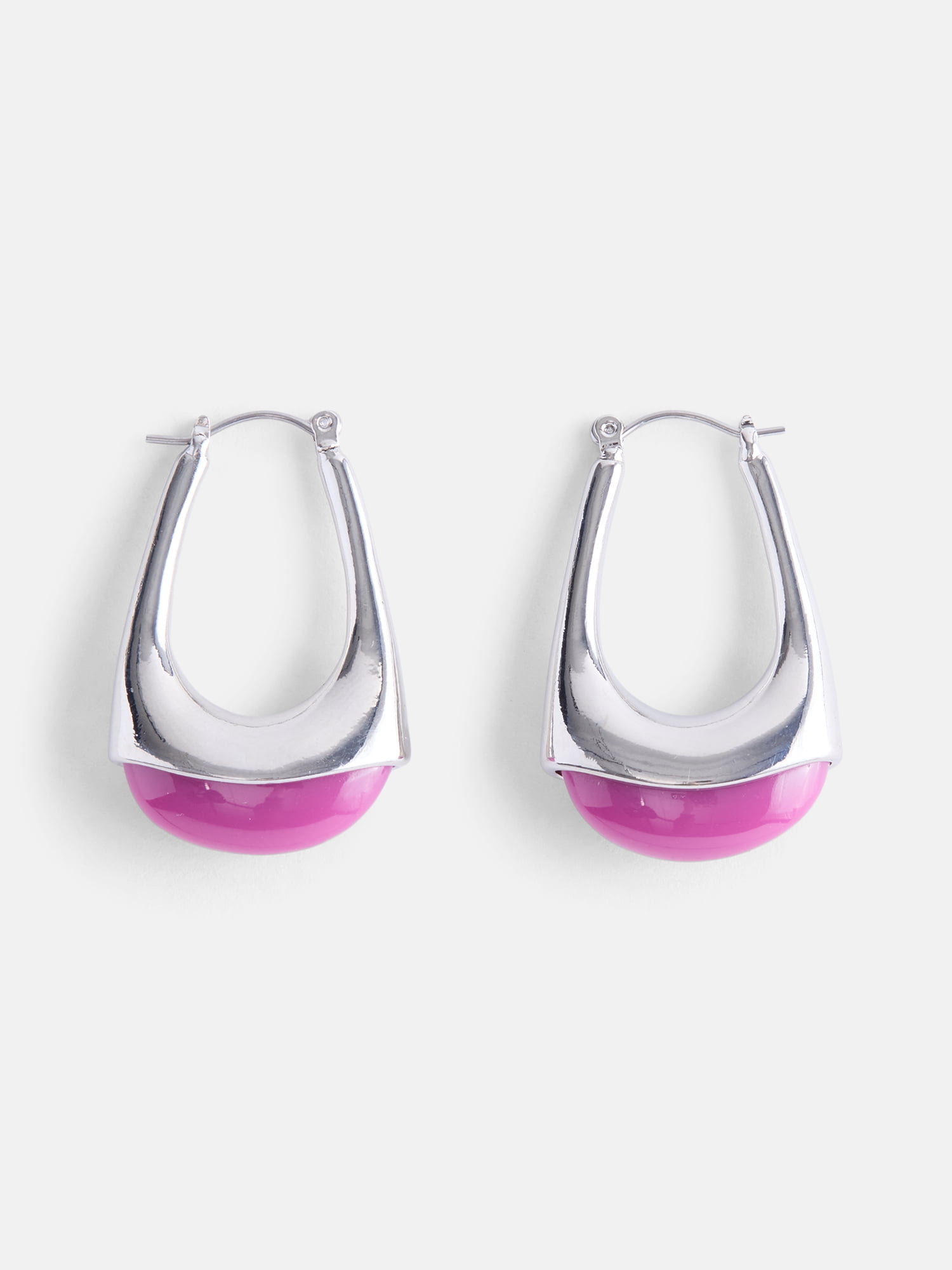 Scenario Women's Silver Tone Earrings with Resin Stone