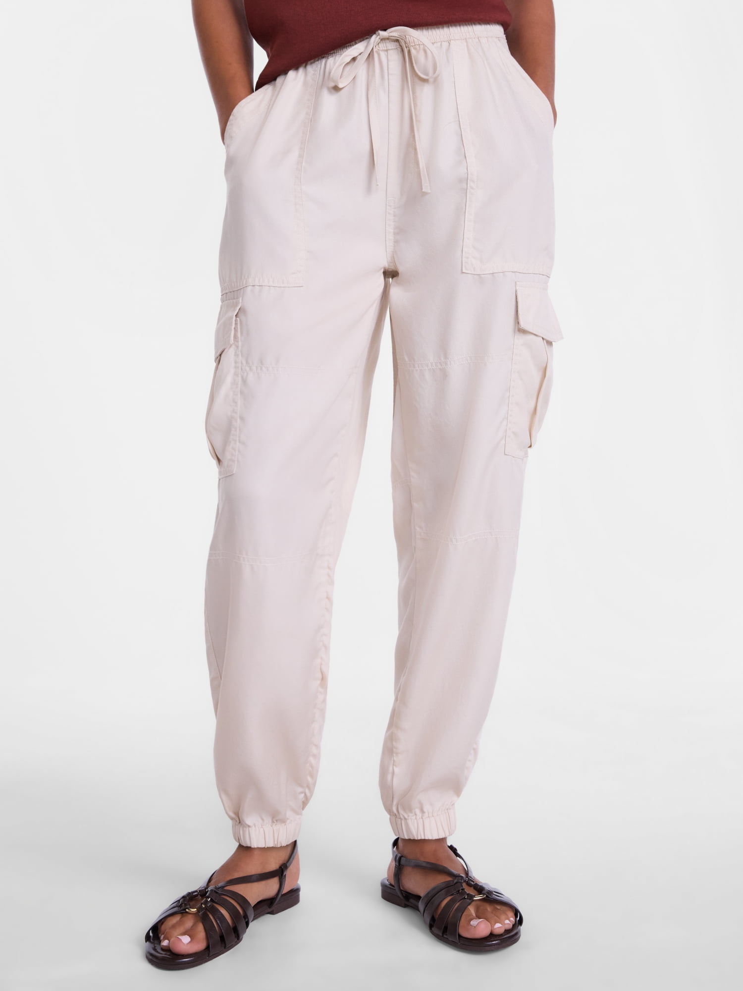 Scenario Women's Soft Fluid Cargo Joggers, 28" Inseam, Sizes XS-XXXL