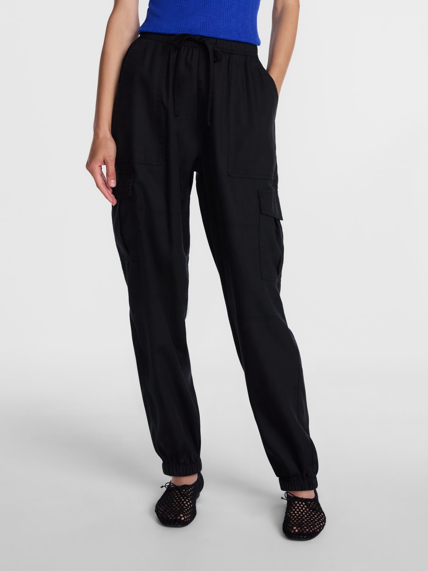 Scenario Women's Soft Fluid Cargo Joggers, 28" Inseam, Sizes XS-XXXL
