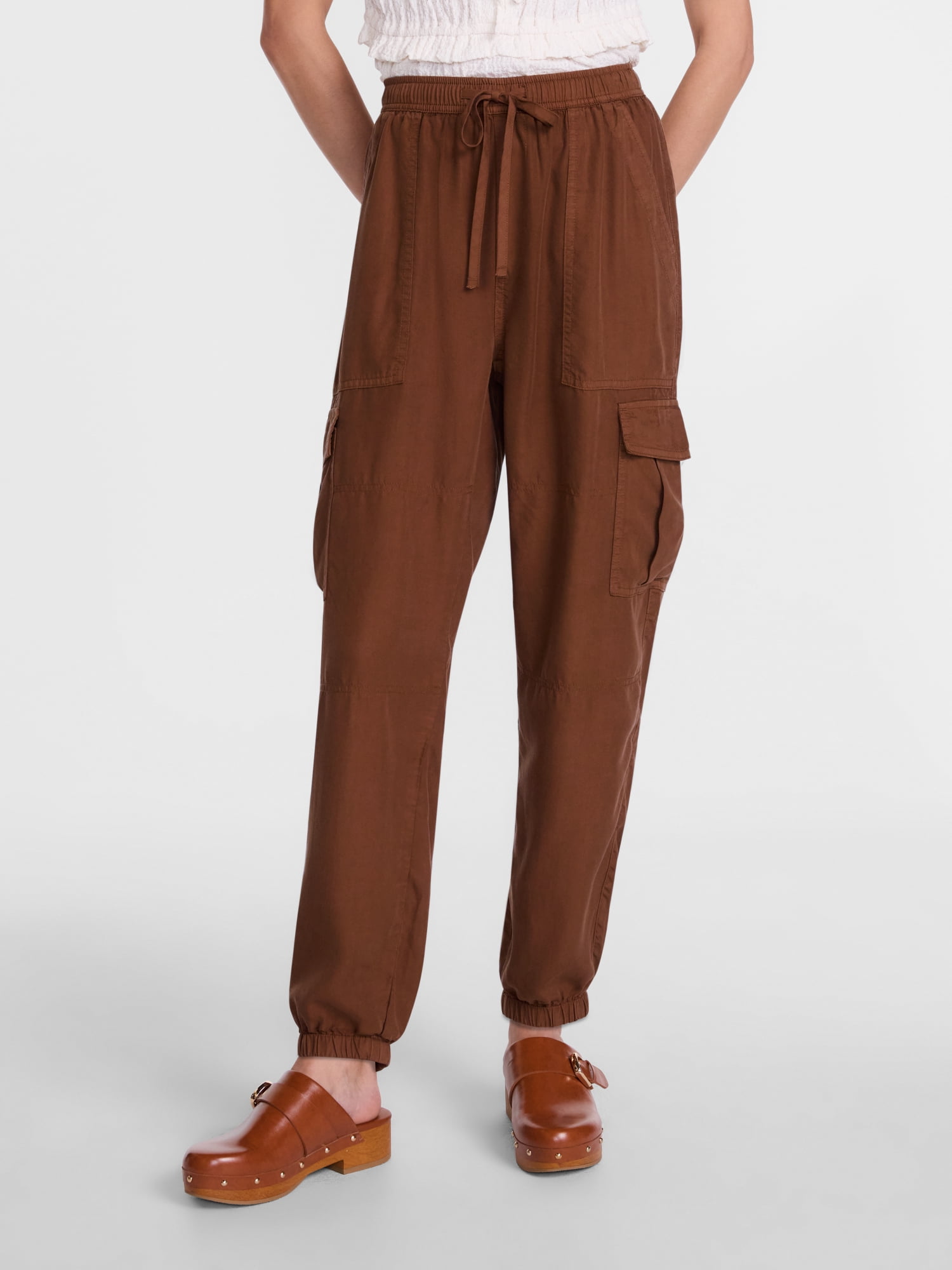 Scenario Women's Soft Fluid Cargo Joggers, 28" Inseam, Sizes XS-XXXL