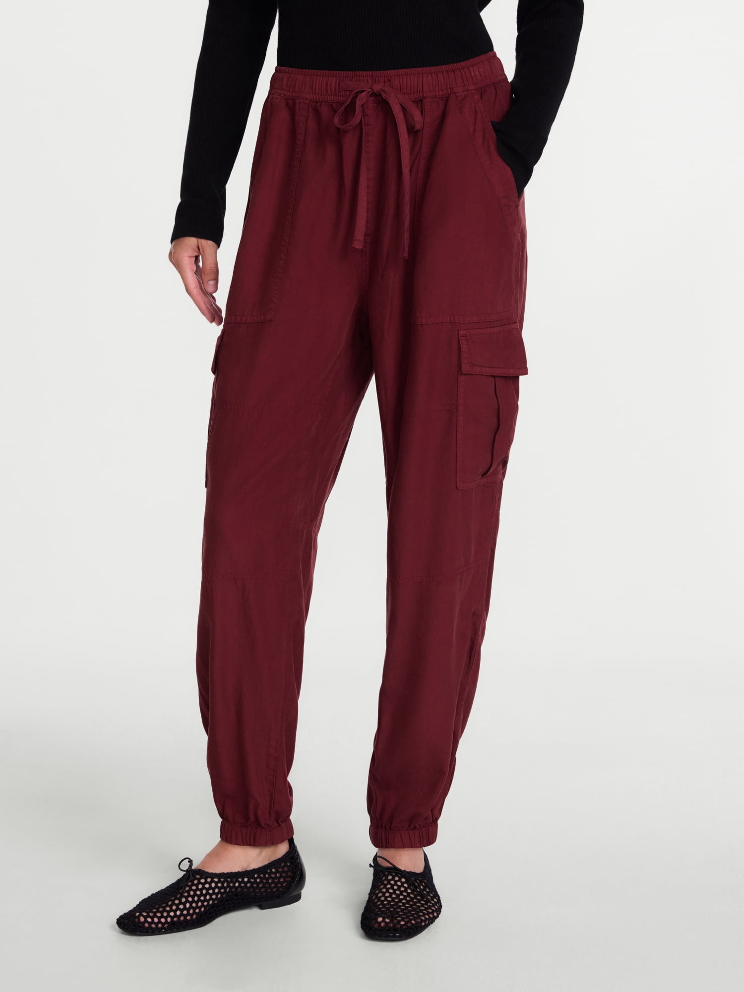 Scenario Women's Soft Fluid Cargo Joggers, 28" Inseam, Sizes XS-XXXL