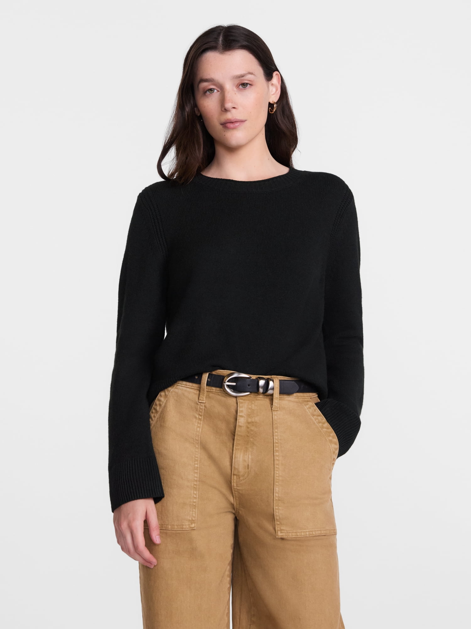 Scenario Women's and Women's Plus Cozy Crewneck Sweater with Long Sleeves, Sizes XS-4X