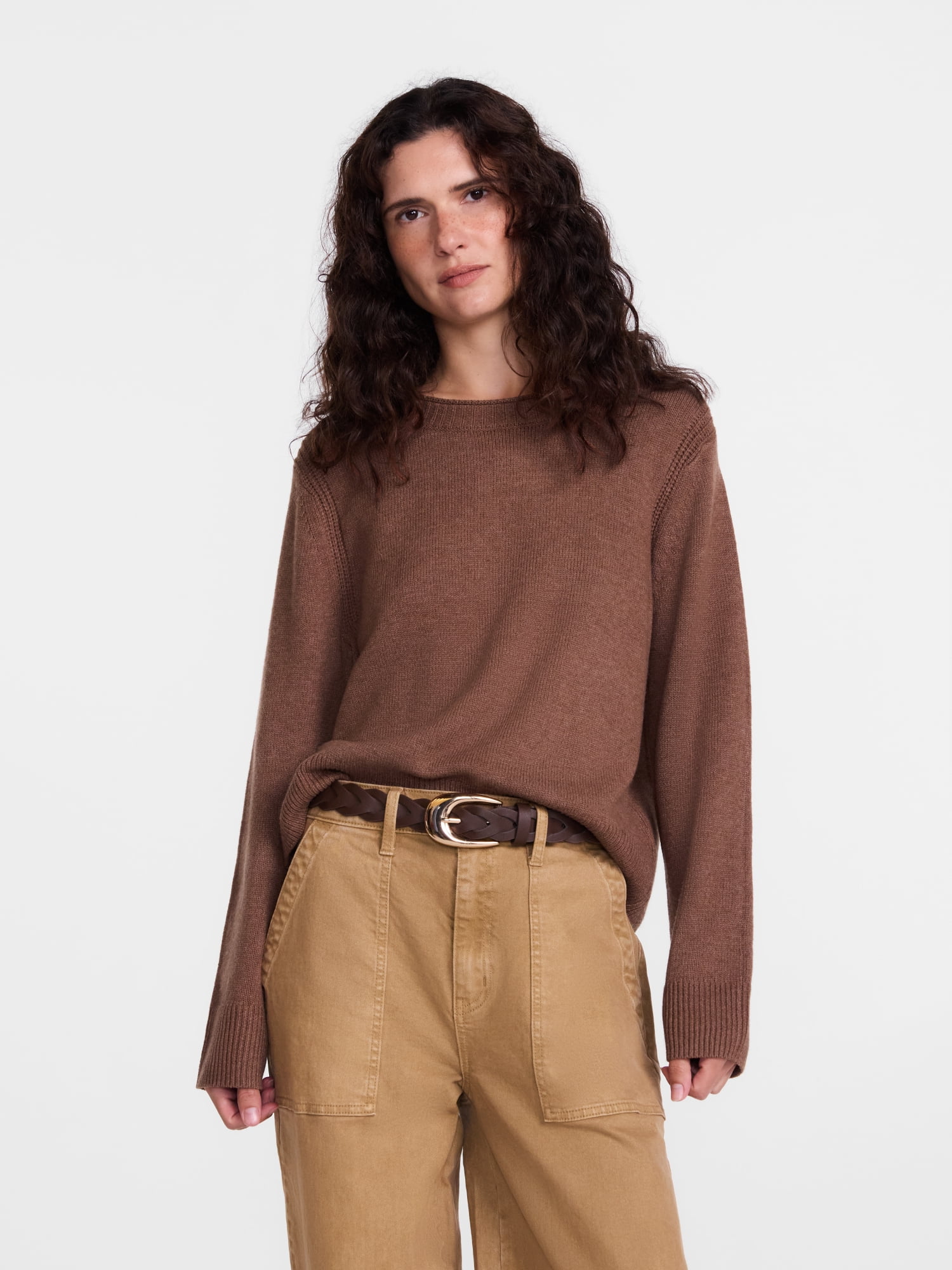 Scenario Women's and Women's Plus Cozy Crewneck Sweater with Long Sleeves, Sizes XS-4X