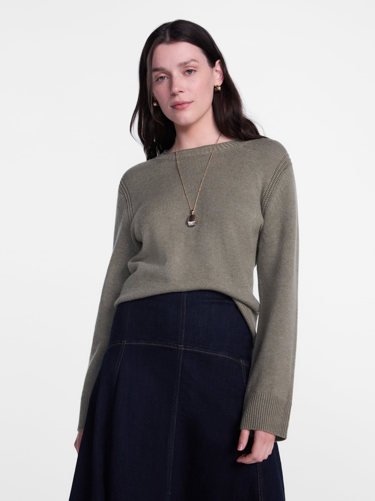 Scenario Women's and Women's Plus Cozy Crewneck Sweater with Long Sleeves, Sizes XS-4X