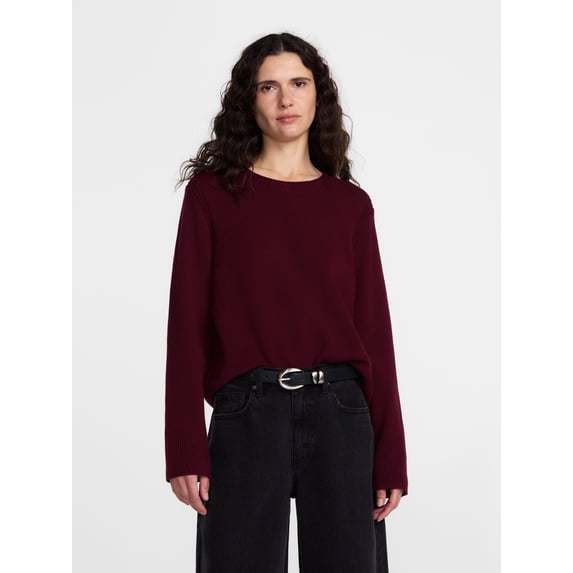 Scenario Women's and Women's Plus Cozy Crewneck Sweater with Long Sleeves, Sizes XS-4X