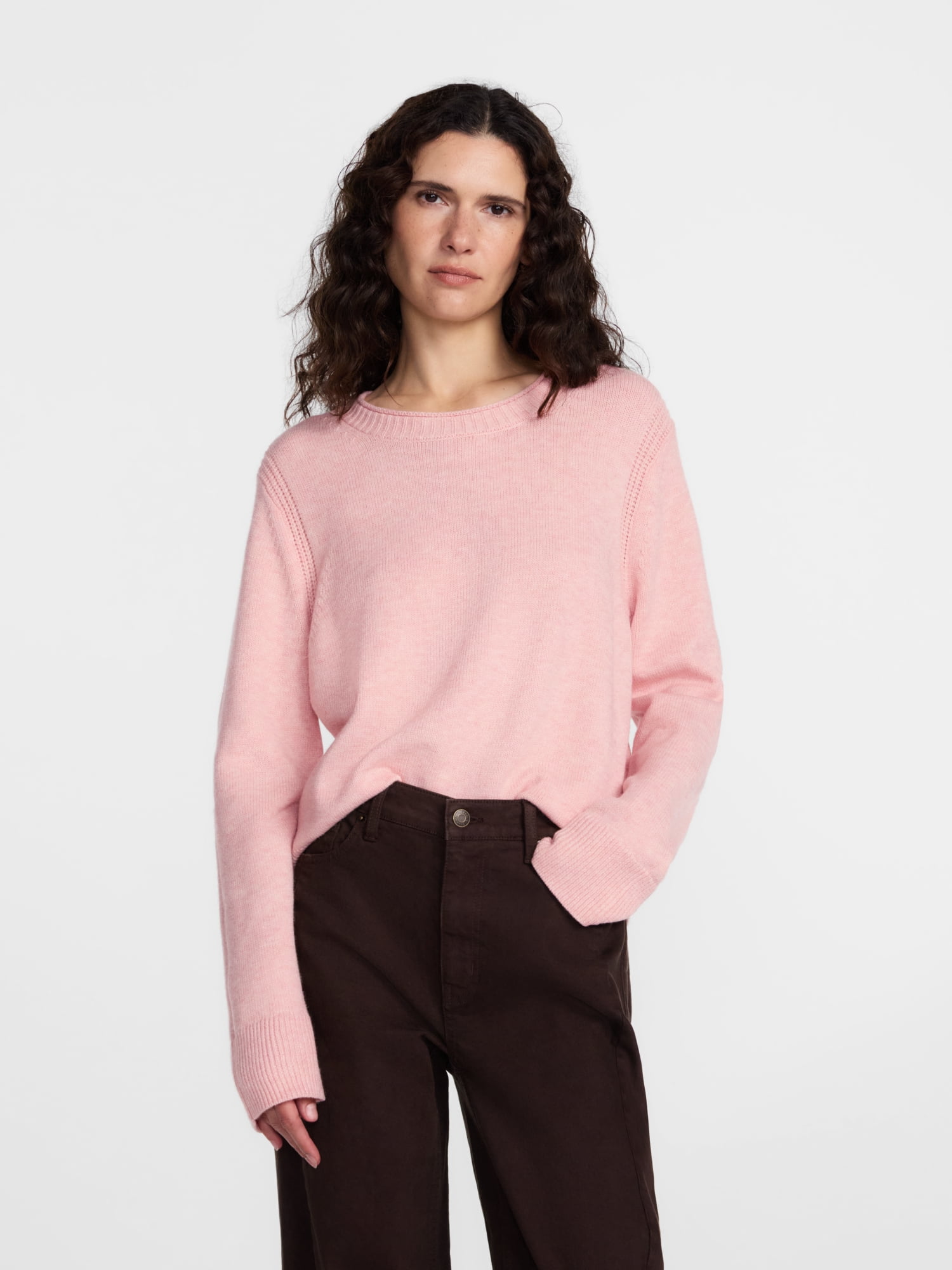 Scenario Women's and Women's Plus Cozy Crewneck Sweater with Long Sleeves, Sizes XS-4X