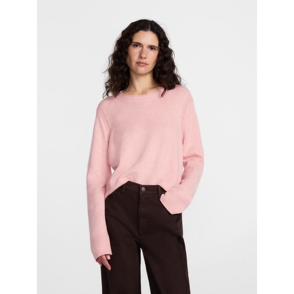 Scenario Women's and Women's Plus Cozy Crewneck Sweater with Long Sleeves, Sizes XS-4X