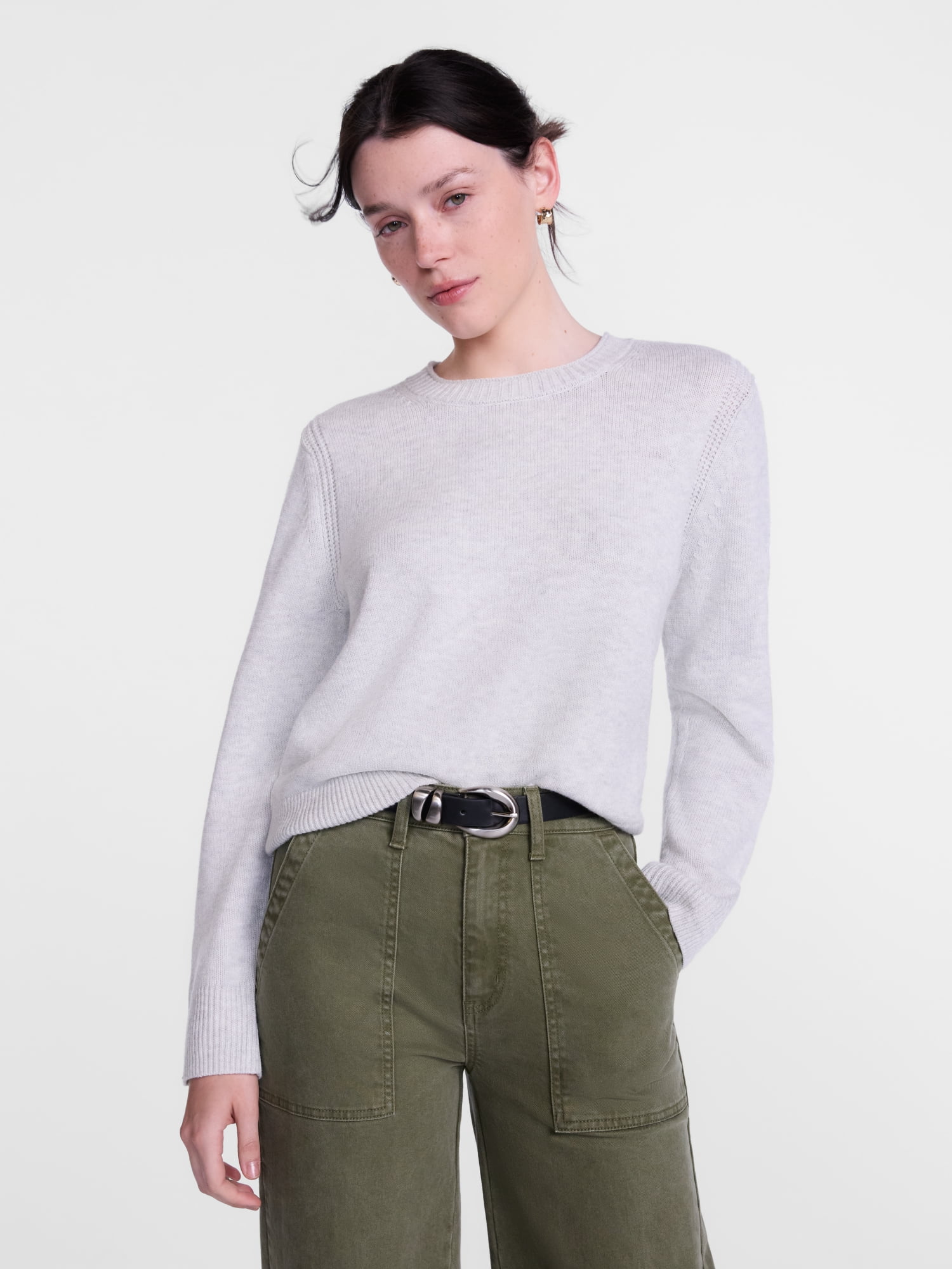 Scenario Women's and Women's Plus Cozy Crewneck Sweater with Long Sleeves, Sizes XS-4X