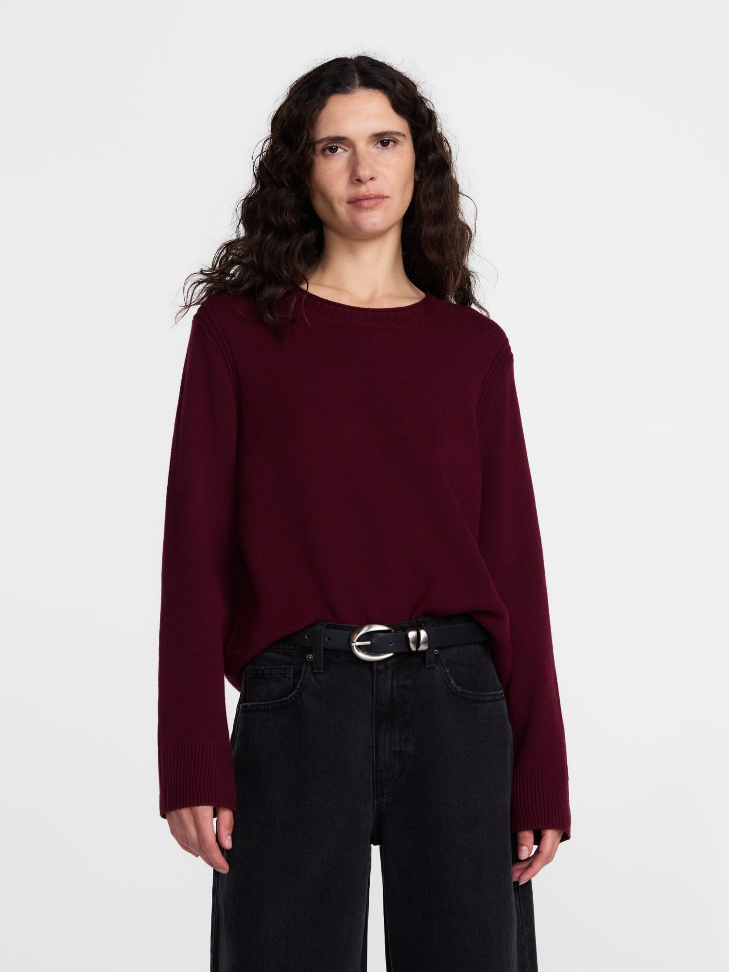 Scenario Women's and Women's Plus Cozy Crewneck Sweater with Long Sleeves, Sizes XS-4X