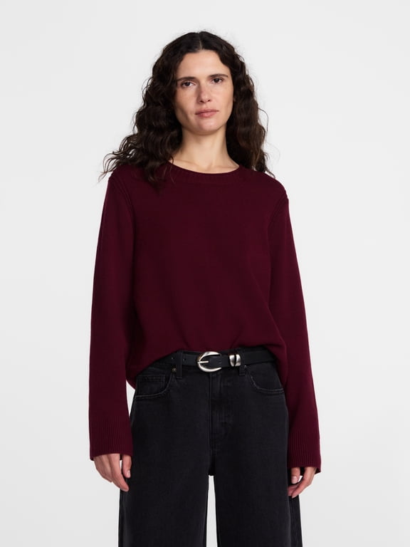 Women's and Women's Plus Cozy Crewneck Sweater with Long Sleeves, Sizes XS-4X