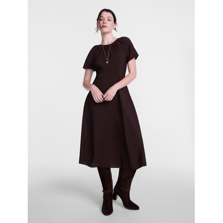 Scenario Women's and Women's Plus Puff Sleeve Seamed Dress, Sizes XS-4X