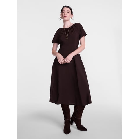 Scenario Women's and Women's Plus Puff Sleeve Seamed Dress, Sizes XS-4X