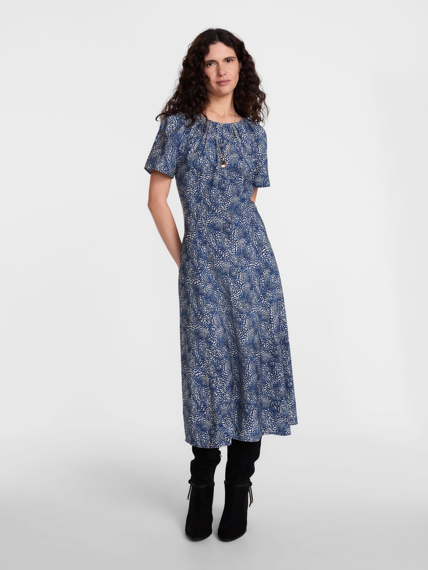 Scenario Women's and Women's Plus Puff Sleeve Seamed Dress, Sizes XS-4X