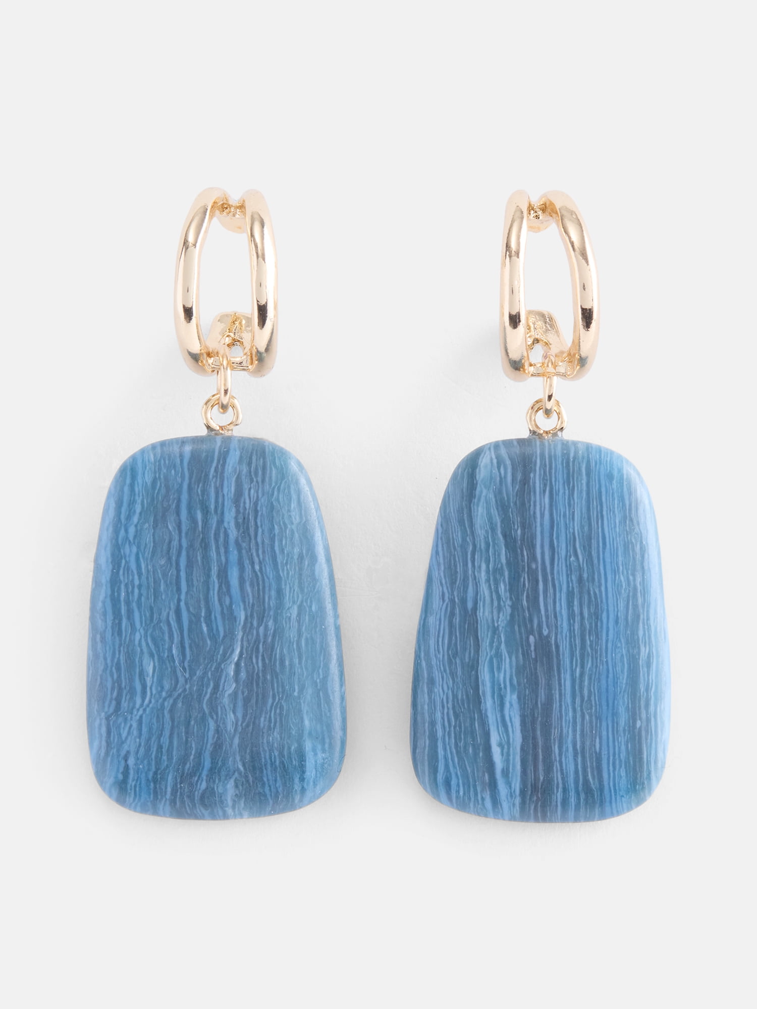 Scenario Women's Gold Tone Double Hoop Drop Earrings with Resin Stones