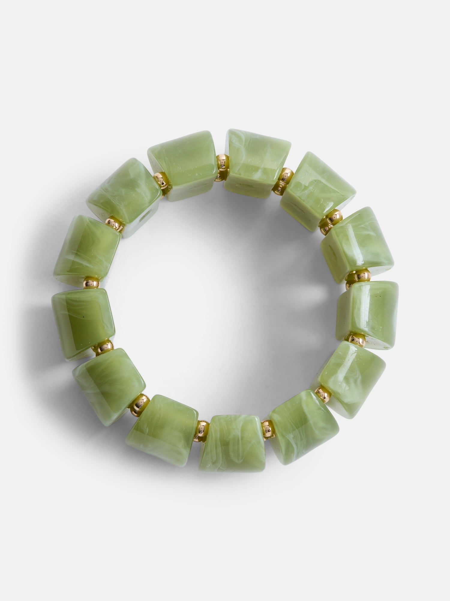 Scenario Women's Green Marbled Resin Stretch Bracelet