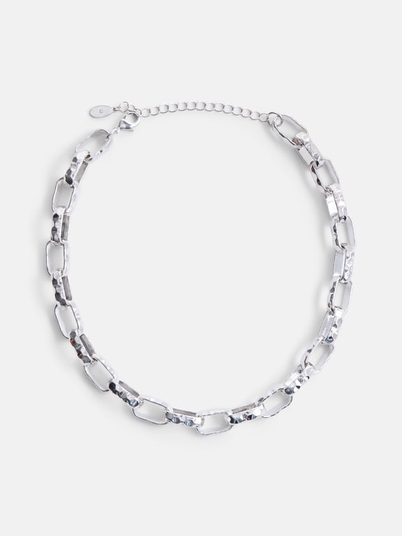 Women's Rhodium-Tone Chunky Twist Chain Necklace