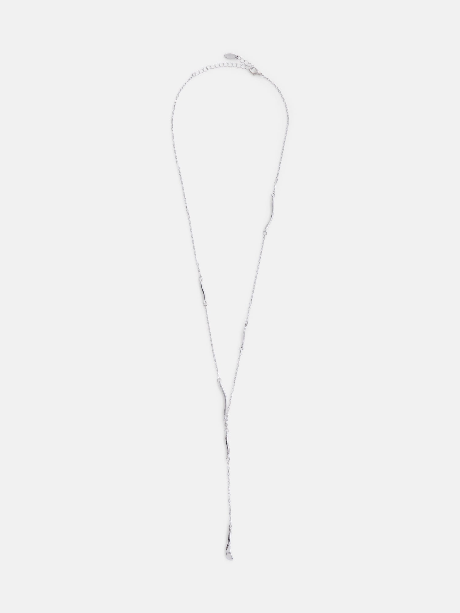 Scenario Women's Rhodium‑Tone Lariat Necklace with Sculptural Bars