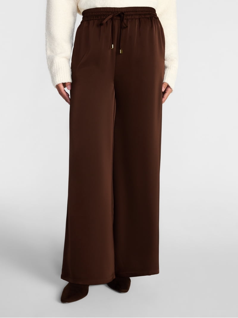 salsation最新作【Polso pants right brown S】 Scenario Women's Satin Pull On Pants, Sizes XS-XXXL - Walmart.com