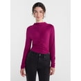 thumbnail image 1 of Scenario Women's Shirred Mock Neck Top with Long Sleeves, Sizes XS-XXXL, 1 of 6