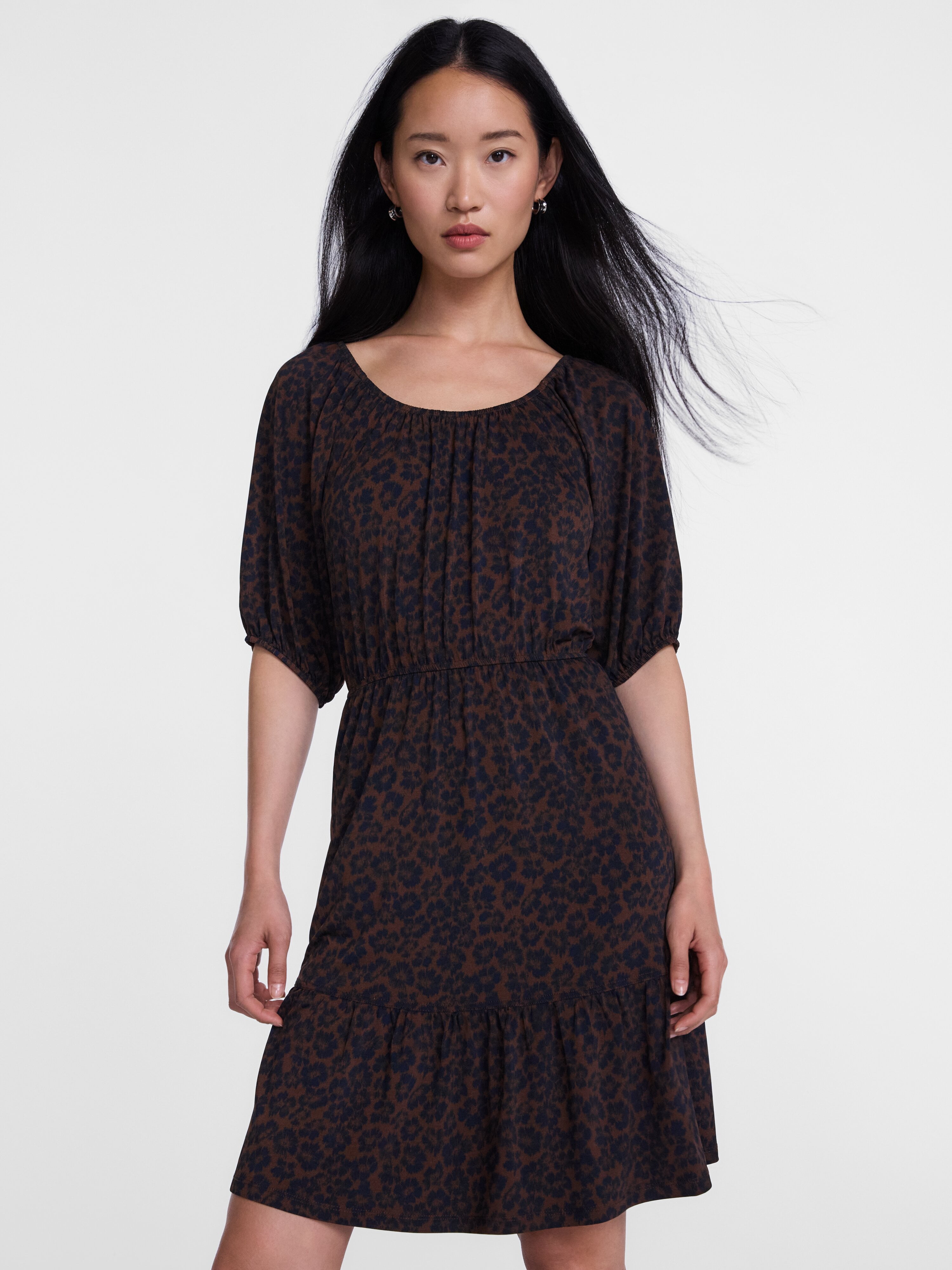 Scenario Women's Mini Dress with Shirred Waist, Sizes XS-XXXL