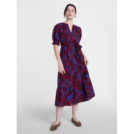Scenario Women's and Women's Plus Tiered Midi Dress with Short Sleeves, Sizes XS-4X