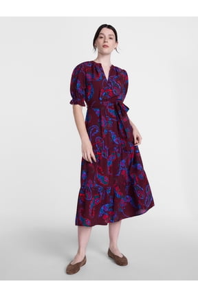 Women's and Women's Plus Tiered Midi Dress with Short Sleeves, Sizes XS-4X