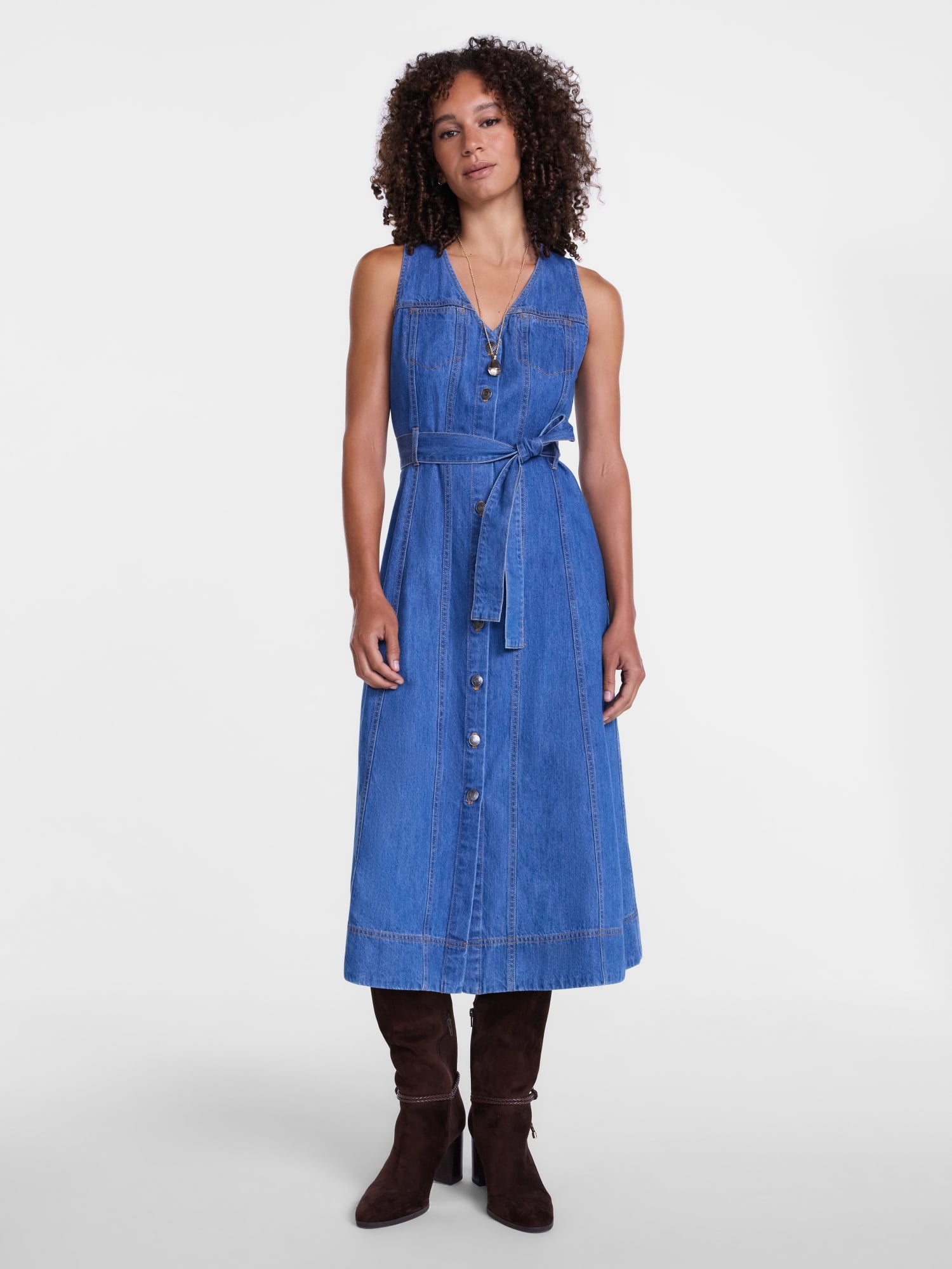 denim wrap midi dress Scenario Women's and Women's Plus Sleeveless Dress, Sizes Xs-4x, Size: Large, Blue Midi women's Color:Navy & White Pinstripe My holy grail for BlueMonday26 The versatile midi