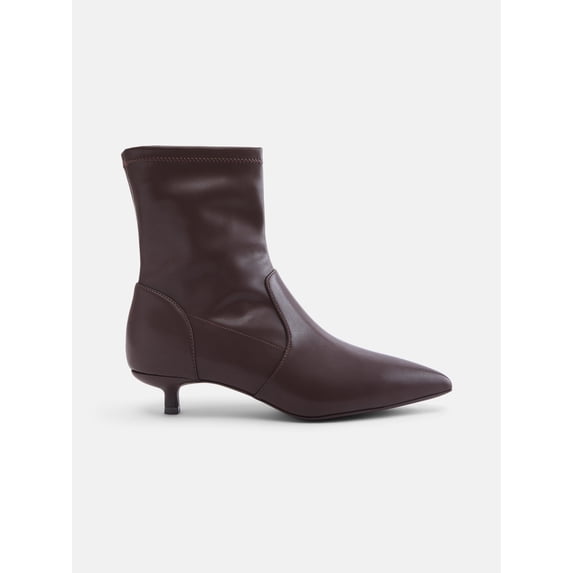Scenario Women's Stretch Kitten Heel Faux Leather Booties