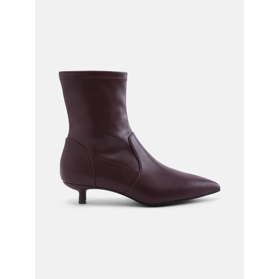 Scenario Women's Stretch Kitten Heel Faux Leather Booties