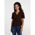 thumbnail image 1 of Scenario Women's and Women's Plus Textured Tie Front Top, Sizes XS-4X, 1 of 2