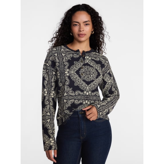 Scenario Women's Thermal Henley Shirt with Long Sleeves, Sizes XS-XXXL