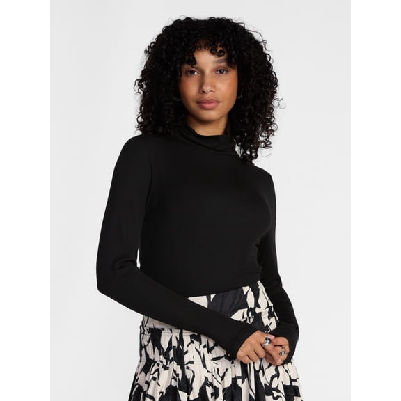Scenario Women's Turtleneck Top with Long Sleeves, Sizes XS-XXXL