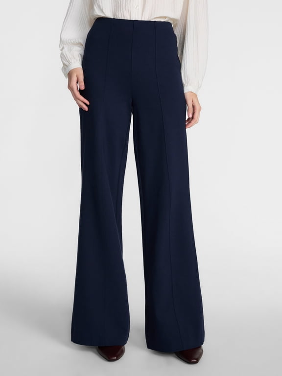 Women's Wide Leg Ponte Pants, Size XS-XXXL