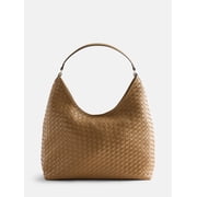 Women's Faux Leather Woven Hobo Shoulder Bag, Brown Spaniel