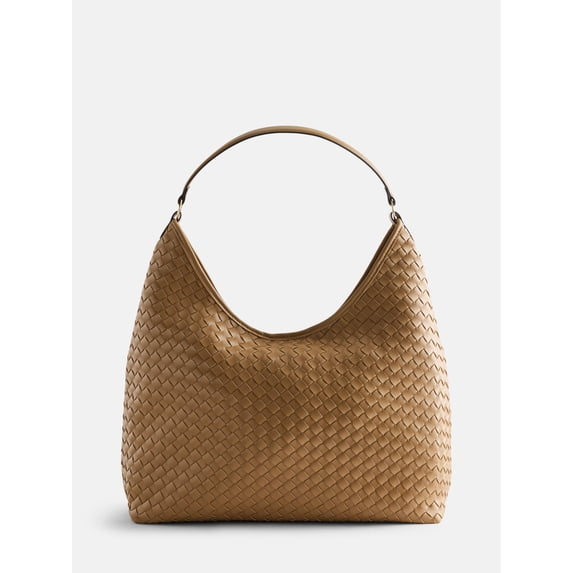Scenario Women's Faux Leather Woven Hobo Shoulder Bag, Brown Spaniel