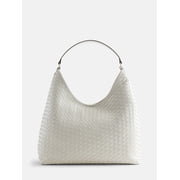 Women's Faux Leather Woven Hobo Shoulder Bag, Mother of Pearl