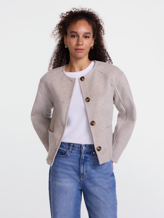 Women's Double Faced Faux Wool Jacket, Sizes XS-XXXL