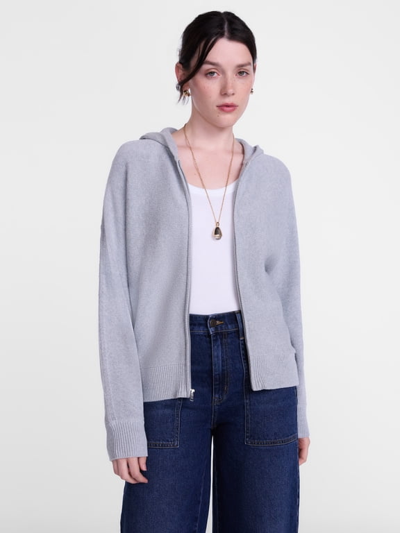 Women's and Women's Plus Full Zip Hoodie Sweater, Sizes XS-4X