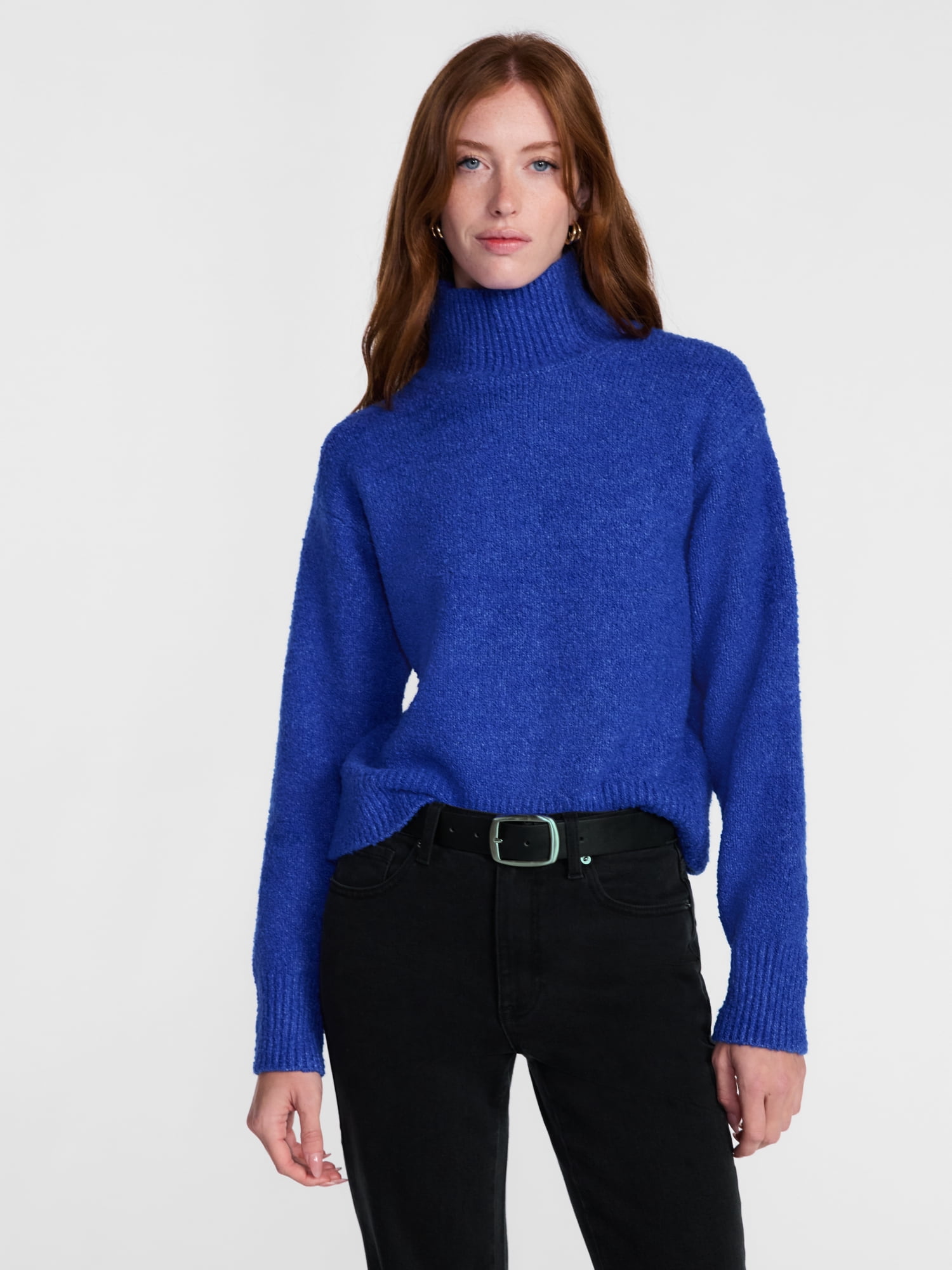 Scenario Women's and Women's Plus Textured Funnel Neck Sweater ...